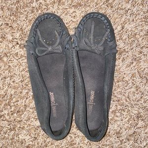 Grey Minnetonka moccasins